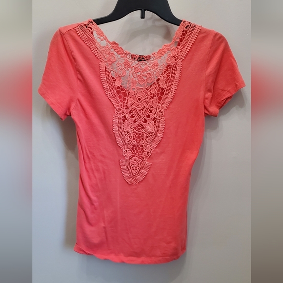 ACTIVE BASIC CORAL SHORT SLEEVE STRETCHY TOP WITH DETAILED BACK - Picture 5 of 8